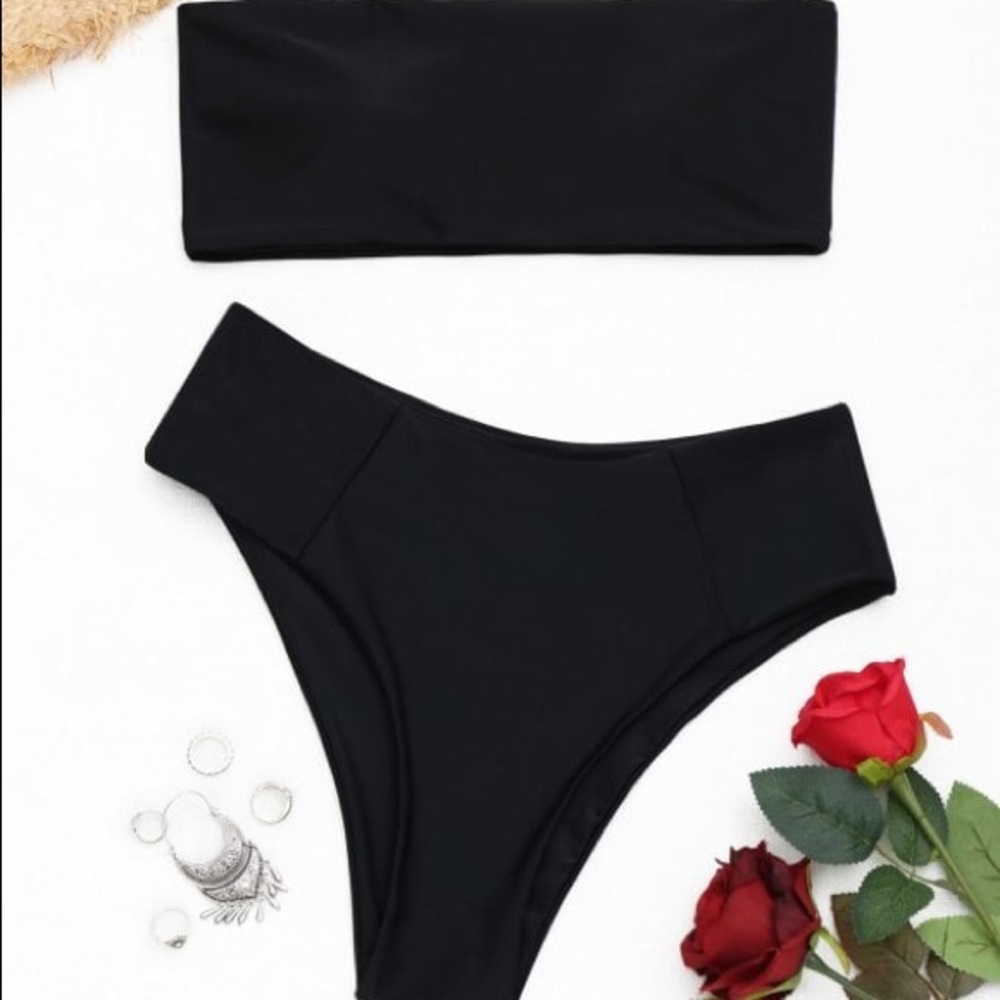 ZAFUL BLACK HIGH CUT BANDEAU BIKINI